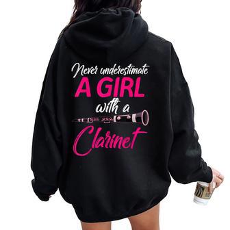 Never Underestimate A Girl Clarinet Player Band Women Oversized Hoodie Back Print - Thegiftio UK