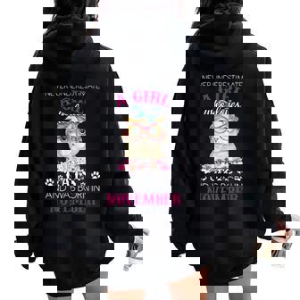 Never Underestimate A Girl Who Loves Cats Was Born November Women Oversized Hoodie Back Print - Seseable