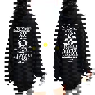 Never Underestimate A Girl With A Pickleball Paddle Women Oversized Hoodie Back Print | Mazezy