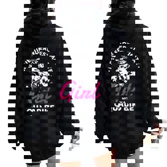 Never Underestimate A Girl With A Quad Bike Atv Woman Women Oversized Hoodie Back Print | Mazezy