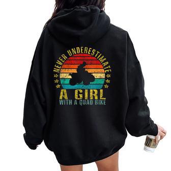 Never Underestimate A Girl With A Quad Bike Retro Women Oversized Hoodie Back Print - Thegiftio UK