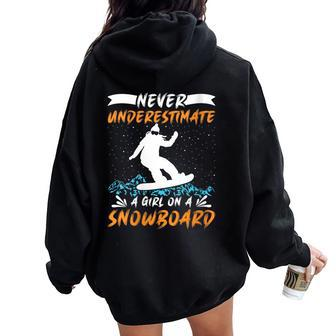 Never Underestimate A Girl On A Snowboard Women Women Oversized Hoodie Back Print - Monsterry