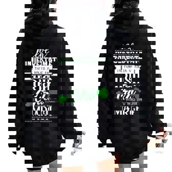 Never Underestimate Irish Girl March Birthday Women Oversized Hoodie Back Print - Seseable