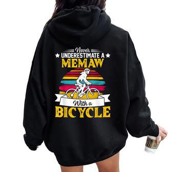 Never Underestimate A Memaw With A Bicycle Vintage Women Oversized Hoodie Back Print | Mazezy