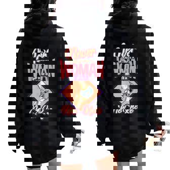Never Underestimate A New Knee Replacement Women Oversized Hoodie Back Print | Mazezy