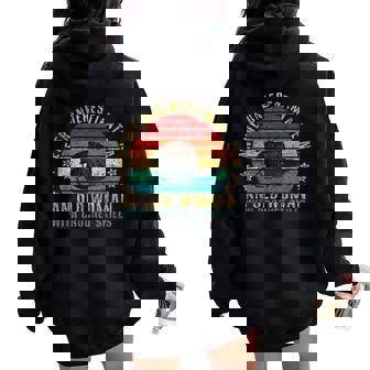 Never Underestimate An Old Woman Crochet Skills Retro Women Oversized Hoodie Back Print - Thegiftio UK