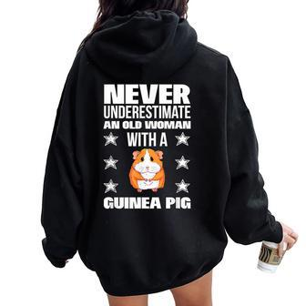 Never Underestimate An Old Woman With A Guinea Pig Women Oversized Hoodie Back Print - Thegiftio UK