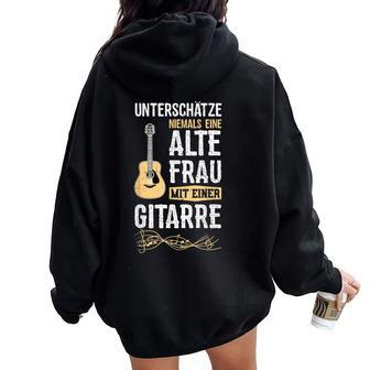Underestimate Never An Old Woman With A Guitar Women Oversized Hoodie Back Print - Thegiftio UK