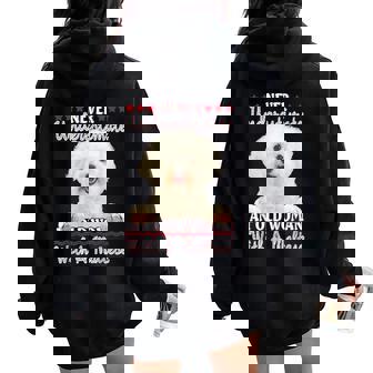 Never Underestimate An Old Woman With A Maltese Women Oversized Hoodie Back Print | Mazezy