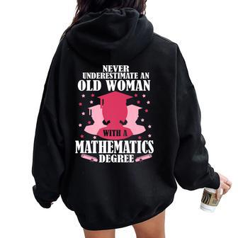 Never Underestimate An Old Woman A Mathematics Degree Women Oversized Hoodie Back Print - Seseable
