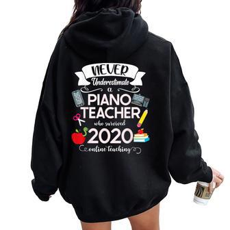 Never Underestimate A Piano Teacher Who Survived 2020 Women Oversized Hoodie Back Print | Mazezy