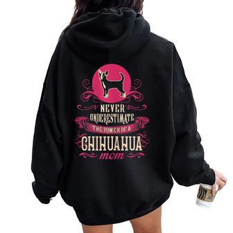 Never Underestimate Power Of Chihuahua Mom Women Oversized Hoodie Back Print - Seseable
