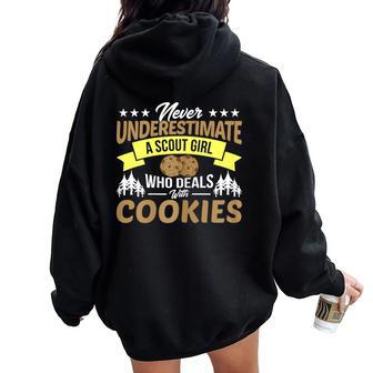 Never Underestimate A Scout Girl With Cookies Women Oversized Hoodie Back Print - Monsterry UK