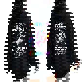 Never Underestimate A Woman With A Chainsaw Arborist Girl Women Oversized Hoodie Back Print - Monsterry