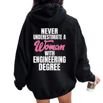Never Underestimate A Woman With Engineering Degree Women Oversized Hoodie Back Print - Monsterry AU