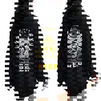 Never Underestimate A Woman Who Loves Beer Team Drinking Women Oversized Hoodie Back Print - Thegiftio UK