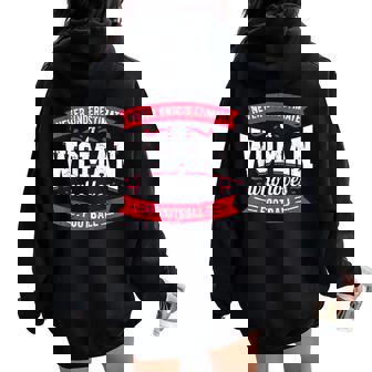Never Underestimate A Woman Who Loves Football Women Oversized Hoodie Back Print - Thegiftio