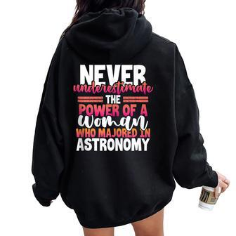 Never Underestimate A Woman Who Majored In Astronomy Women Oversized Hoodie Back Print - Thegiftio UK