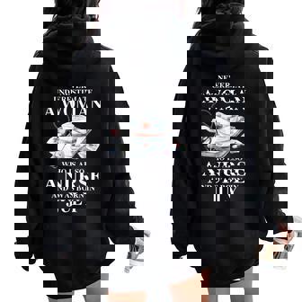 Never Underestimate A Woman Who Is Also A Nurse Born In July Women Oversized Hoodie Back Print | Mazezy