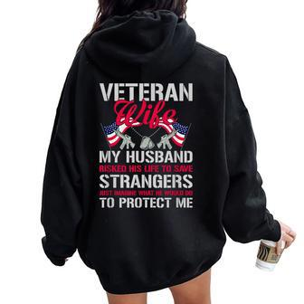 Veteran Wife Usa Veterans Day Us Army Veteran Mother's Day Women Oversized Hoodie Back Print - Seseable