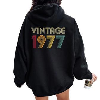 Vintage 1977 46Th Birthday 46 Years Old Retro Women Oversized Hoodie Back Print | Mazezy