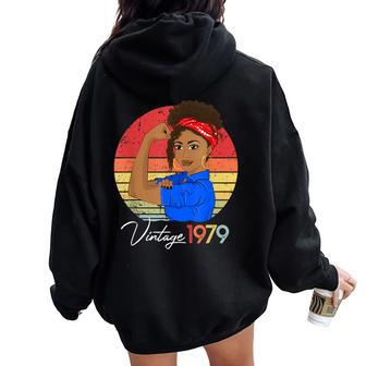 Vintage 1979 Black Girl Afro African American 42Nd Birthday Women Oversized Hoodie Back Print | Mazezy