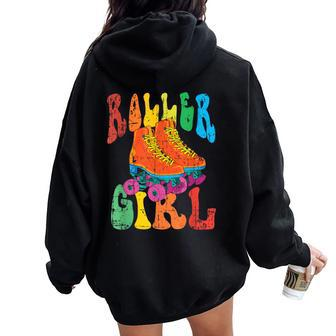 Vintage Roller Girl 70'S Skating Costume For Her Women Oversized Hoodie Back Print | Mazezy