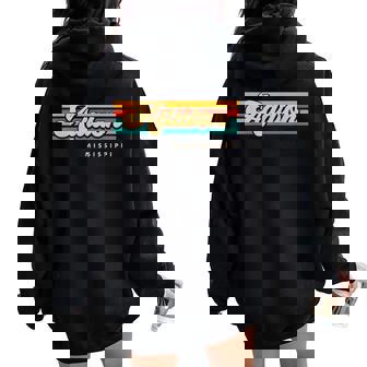 Vintage Sunset Stripes Adaton Mississippi Women Oversized Hoodie Back Print | Mazezy