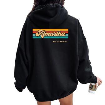 Vintage Sunset Stripes Almartha Missouri Women Oversized Hoodie Back Print | Mazezy