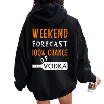 Vodka Humor Weekend Forecast 100 Chance Of Vodka Women Oversized Hoodie Back Print - Seseable