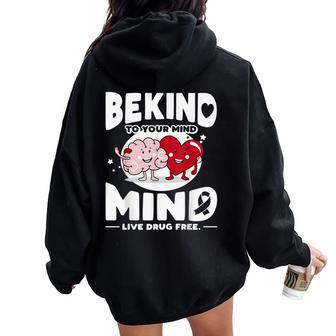We Wear Red For Red Ribbon Week 2023 Be Kind To Your Mind Women Oversized Hoodie Back Print - Seseable