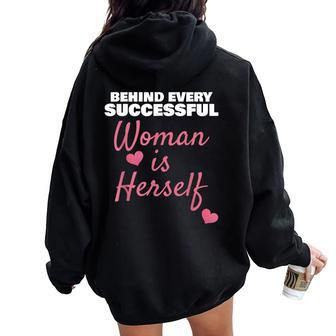 Wife Mom Boss Behind Every Successful Woman Is Herself Women Oversized Hoodie Back Print | Mazezy UK