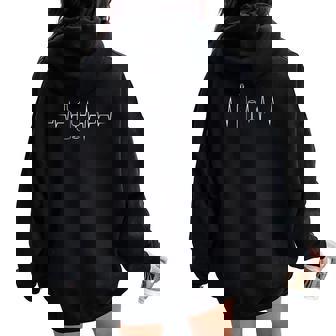Wine Heartbeat Cute I Love Wine Tasting Drinker Women Oversized Hoodie Back Print - Seseable