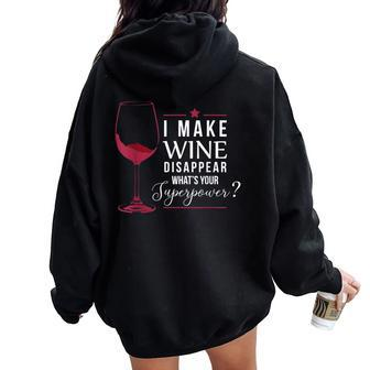 Wine Lover Superpower Party Wine Tasting Joke Women Oversized Hoodie Back Print - Thegiftio UK