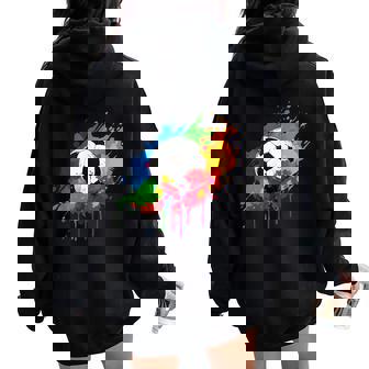 Women's And Men's Soccer Ball With Paint Splash Women Oversized Hoodie Back Print | Mazezy