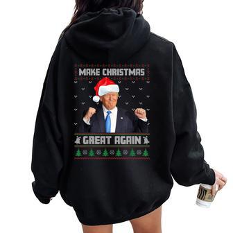 Make Xmas Great Again Ugly Christmas Sweater Trump 2024 Women Oversized Hoodie Back Print | Mazezy