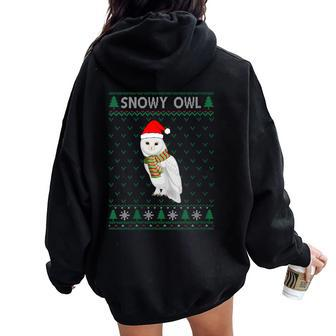 Xmas Snowy Owl Ugly Christmas Sweater Party Women Oversized Hoodie Back Print - Monsterry