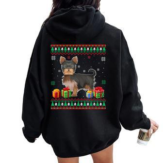 Yorkshire Terrier Lover Ugly Christmas Sweater Women Oversized Hoodie Back Print - Monsterry UK
