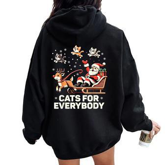 Cats For Everybody Christmas Cat Xmas Santa Women Oversized Hoodie Back Print - Monsterry