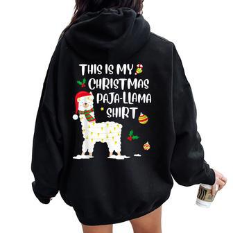 This Is My Christmas Llama Pajama Pyjama Top Christmas Women Oversized Hoodie Back Print - Monsterry DE