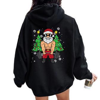 Christmas Santa Deadlift Xmas Weightlift Gym Women Women Oversized Hoodie Back Print - Seseable