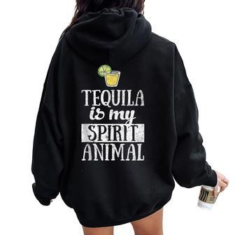 Christmas Tequila Drinking Tequila Is My Spirit Animal Women Oversized Hoodie Back Print - Monsterry AU
