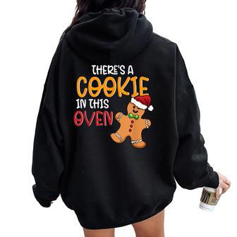 Cookie In The Oven Cute Christmas Mom Pregnancy Announcement Women Oversized Hoodie Back Print | Mazezy