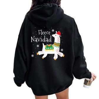 Fleece Navidad Llama Christmas X-Mas Holiday Season Women Oversized Hoodie Back Print | Mazezy