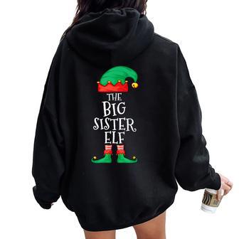 Elf Family Christmas Big Sister Elf Sweater Girl Women Oversized Hoodie Back Print - Thegiftio UK