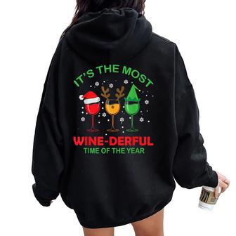 Its The Most Wine- Derful Time Of The Year Christmas Women Oversized Hoodie Back Print | Mazezy