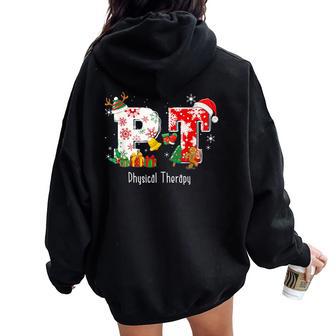 Pt Nurse Physical Therapy Santa Christmas Pajama Women Oversized Hoodie Back Print - Thegiftio UK