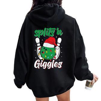 Splits 'N Giggles Bowling Player Christmas Bowler Women Oversized Hoodie Back Print - Seseable