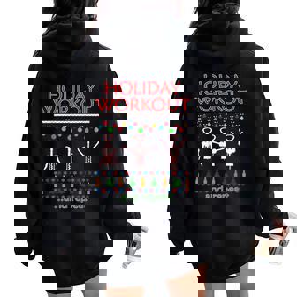 Holiday Workout Drink And Repeat Wine Lovers Christmas Women Oversized Hoodie Back Print - Thegiftio UK