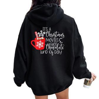Hot Chocolate Movies Christmas Pajama Morning Party Women Oversized Hoodie Back Print - Monsterry DE